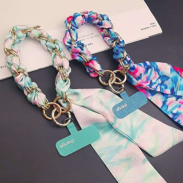 Chic Leopard Print Silk Scarf Phone Charm - Multi-Use Wristlet for Phones, Bags & Daily Outfits Shockproof phone case