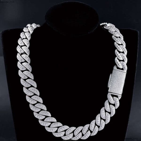 Overall Sales 14mm-22mm Ice Out Cuban VVS Moissanite Lin IGI Chain S Sier Vvs Hiphop Men's Jewelry Necklace