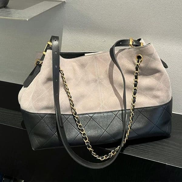 large capacity bucket bag designer handbag cowhide commuter pochette genuine tote bags brand classic chain shoulder Bags 25a hobo ladies shopping purses all black