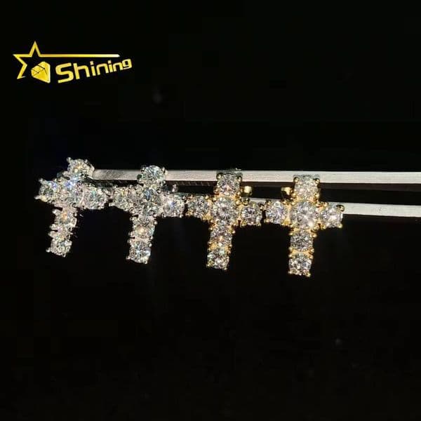 Shipping 3 Worldwide Women Fine Screw Back S925 Silver Gold Plated Vvs Moissanite Cross Stud Earrings