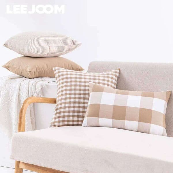 Pillow Case LEEJOOM Beige Plaid Striped Covers Decorative Pillow Cases Decor Home Sofa Cushion Cover 30x50cm/45x45cm 26H0117