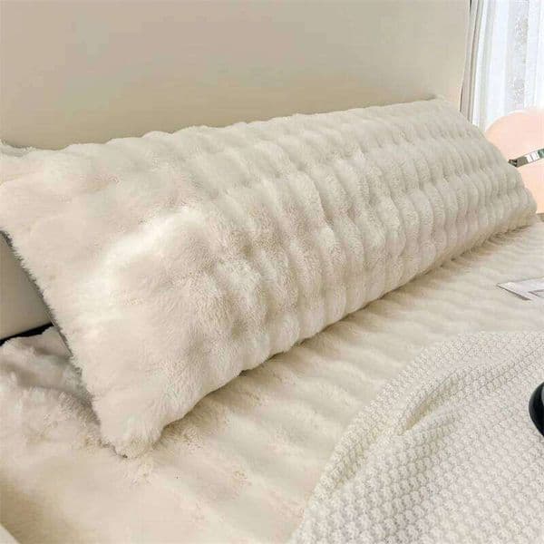 1pc solid-color plush pillow long pillowcase, decorative pillowcase without core, soft and comfortable fabric 26H0117