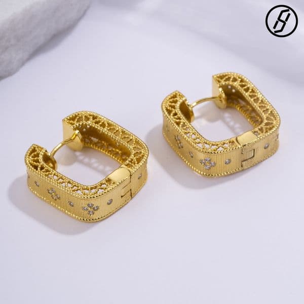 2026 New Hot INS Trendy Zircon Inlaid Earrings Titanium Steel Gold Plated Geometric Boutique Craft Earrings Women Wedding Original Jewelry Designer Earrings