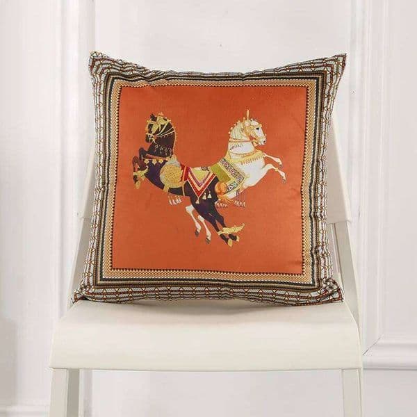 Pillow Case 2026 New 45x45cm Dutch Velvet Pillow Case Luxury Style Cushion Cover White Horse Printed Pillowcase For Bed Sofa Office 26W0117