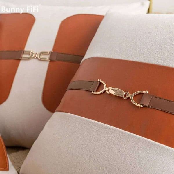 Pillow Case Faux Leather Horse Buckled Sofa Decorative Cushion Cover 45x45 Pillows Pillowcase Home Seat Car Decor Throw Pillow Case 26H0116