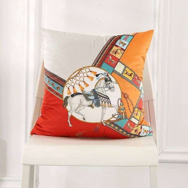 Pillow Case 2026 45x45cm Dutch Velvet Pillow Case Luxury Style Cushion Cover White Horse Printed Pillowcase For Bed Sofa Office Chai 26W0117