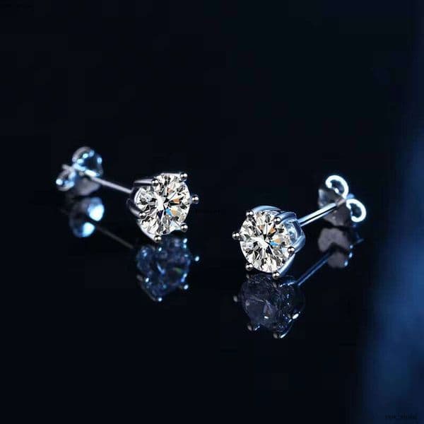 Luxurious 2ct + 2 CT GRA Certified Natural Carbonite Studs 925 Sterling Silver Inlaid IGI with 5mm VVS Moissanite Earrings