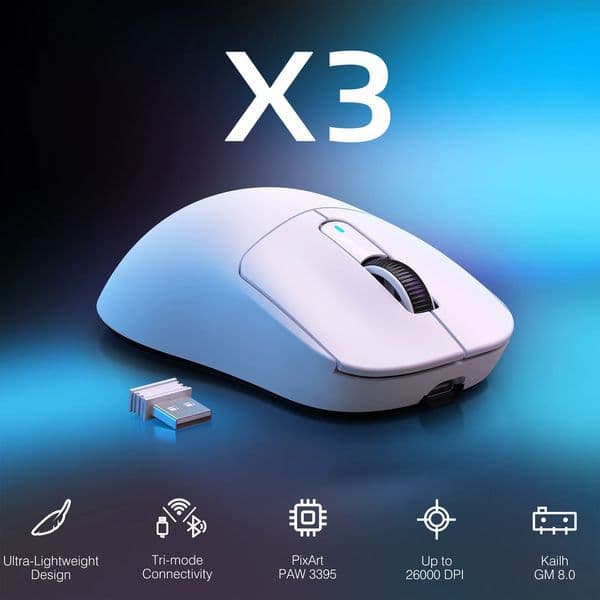 ATTACK SHARK X3 Wireless Gaming Mouse49g Ergonomic PC MouseTriple Modes PAW3395 26K DPI Optical SensorProgrammable Buttons 260112