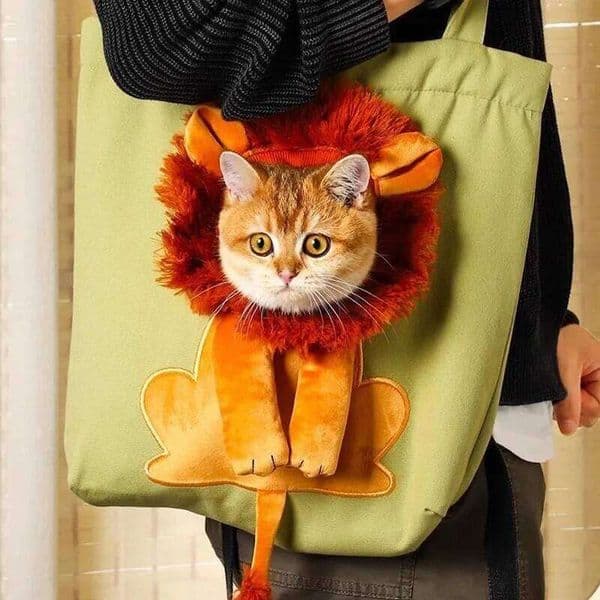 New creative out portable lion appearance outcrop pet small dog canvas shoulder fashion travel cat bag 26W0116