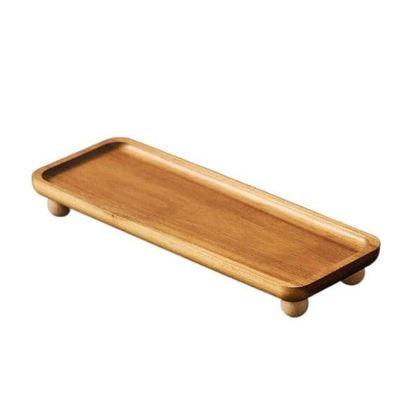 Retro Kitchen Serving Tray Solid Decorative Wood Pedestal Stand Sturdy Reusable Tea Coffee Plate Table Decoration 26Y0117