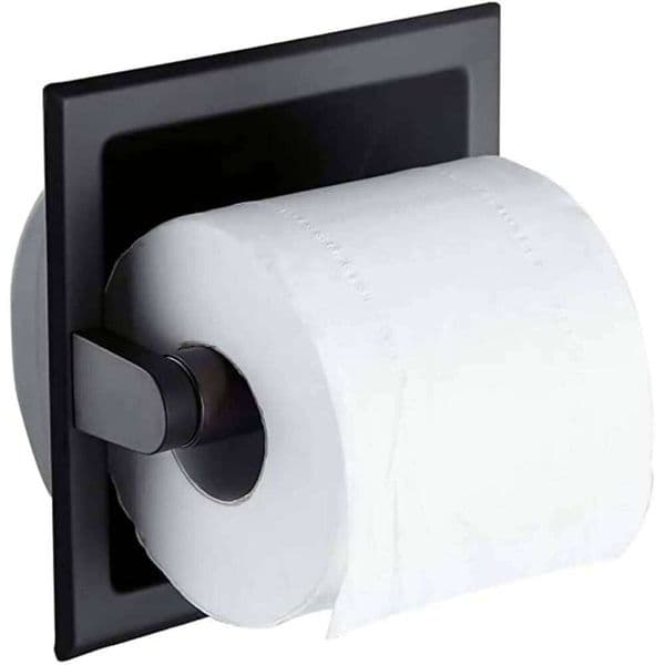 Recessed Stainless Steel Square Wall Mounted Tissue Roll Toilet Paper Holder Insert 26Y0117