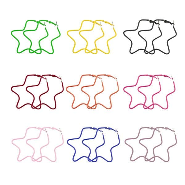 Amazon Candy Color Five-Pointed Star Sweet Cute Geometric Colorful Hoop High-End Elegant Free shipping Earrings