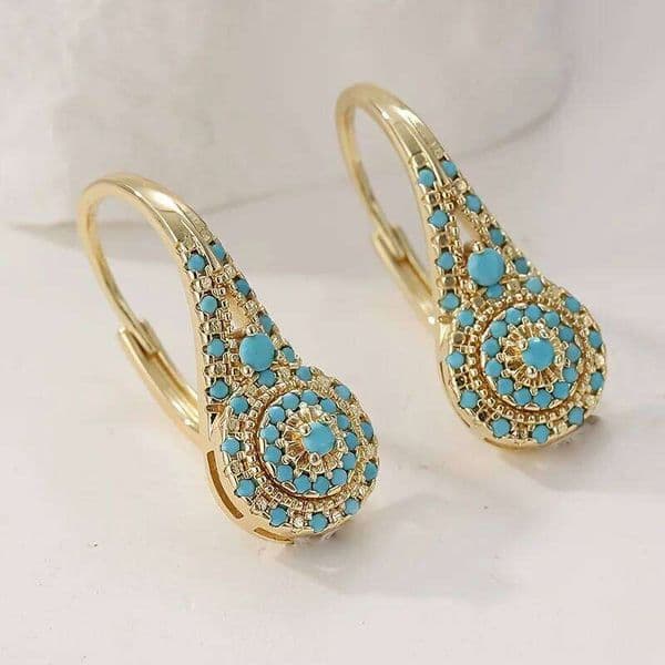 Ladies' Elegant Fashion Green Synthetic Turquoise Earrings Suitable for Daily Casual or Formal Occasions Valentine's Day Gift