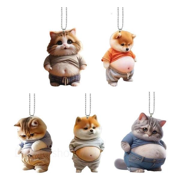 Cross-Border New Acrylic Flat Cat Car Decoration Pendant Ornament YUANSIQI