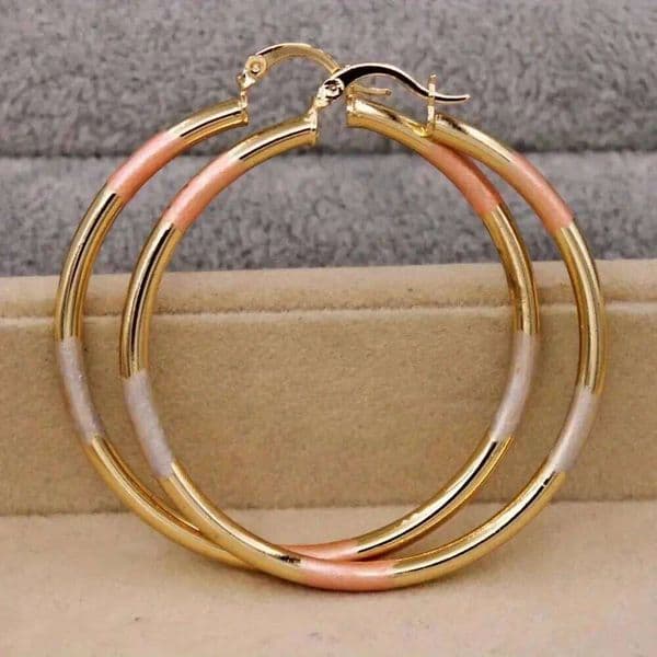 Trendy Statement Copper Hoop Earrings For Women Round Gold Eardrop Luxury Jewelry Accessories for Wedding Anniversary Gift