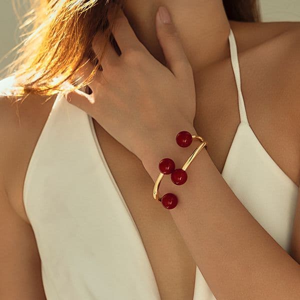 Geometric Symmetrical Half Design Open Wholesale European and American Zinc Alloy Double Layer Pearl Bracelet Fashion and trendy accessories