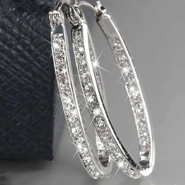 Fashion Sparking Inlaid Synthetic Zirconia Oval Hoop Earrings for Women's Exquisite Banquet Festival Jewelry Accessories Crafts