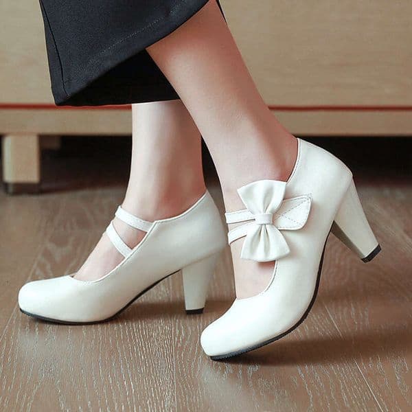 40/48 Women's Export Cross-Border Large Size New Style Single Chunky Heel High Heels Mary Jane Shoes Dropshipping