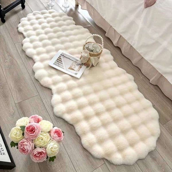 Oval Plush Carpet Soft Imitation Rabbit Fur Mat Comfort Bedside Rug Warm Winter Sofa Chair Cushion Living Room Home Decor 26W0117