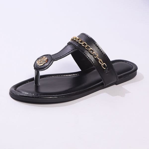 2026 summer flower toe chain fashionable flat slippers casual and comfortable plus size sandals for woman T260509