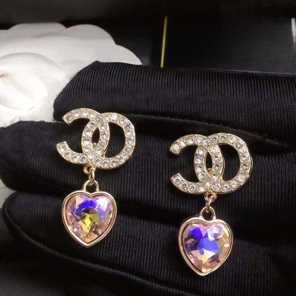 Luxury Gold Heart Earrings Brand Dangle Earring Stud Designer Jewelry Letter Diamond Earrings Women's Party Gift