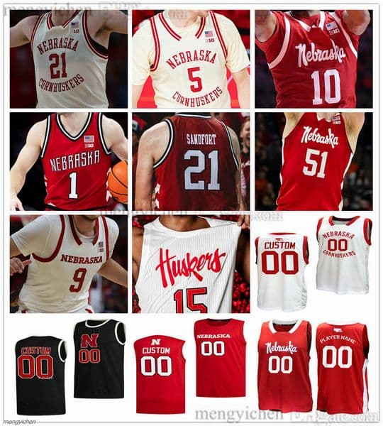 Nebraska Cornhuskers Basketball Jersey 10 Jamarques Lawrence 9 Berke Buyuktuncel 51 Rienk Mast 21 Pryce Sandfort 1 Sam Hoiberg 5 Braden Frager 31 Jacobsen Printed