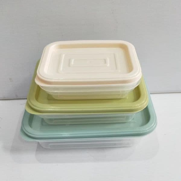 Minimalist Style Refrigerator Kitchen Freezing Sealed Fresh-Keeping Food Plastic Storage Box Three-Piece Set