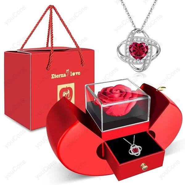 Valentine's Day Heart Zircon Necklace Pendant With Exquisite Apple Box 2025 New Jewelry Set For Girlfriend Valentine Anniversary Gift ddmytues
