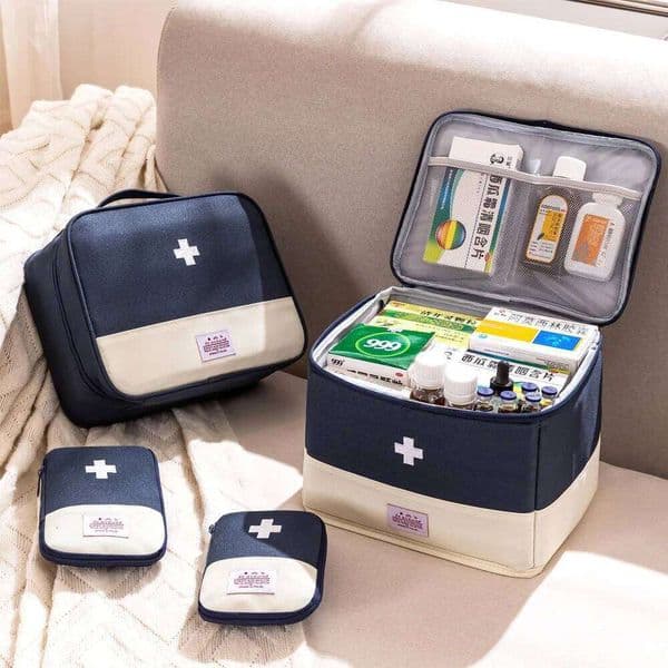 Portable Medicine Storage Bag 4pcs set Large Capacity Drug Organizer with Multiple Pockets, for Home Emergency & Travel Use 26H0119