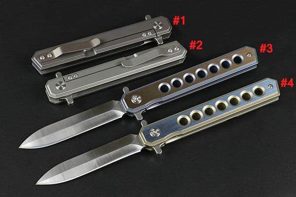 Top Quality 4 Handle Colors Flipper Folding Knife D2 Satin knife Blade CNC TC4 Titanium Alloy Handle Ball Bearing Pocket Folding Knives