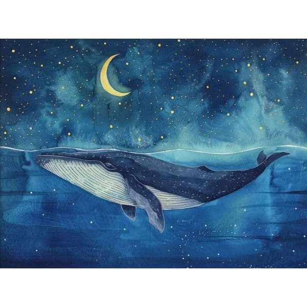 2026 Celestial Starry Night perfume Sky cologne Humpback Watercolour Poster Whale And Boat Canvas Painting Wall Art Living Room Home Decoration Free Shipping
