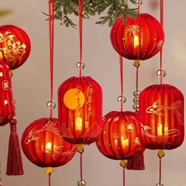 Designer Horse Year Chinese Style Glowing Luminous gift set Cloth Lantern With Tassel - Small DIY Decorative Lanterns Decoration