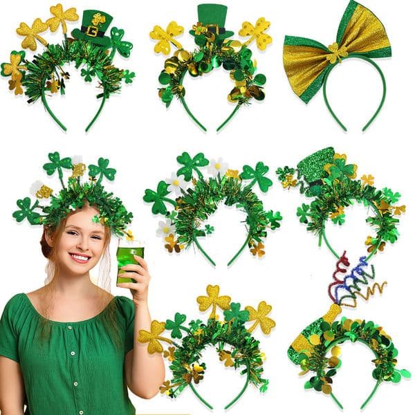2026 New New St. Patrick's Day Clover Color Stripe Irish Festival Carnival Party Hairband Bowknot Hat Headband Wholesale Designer