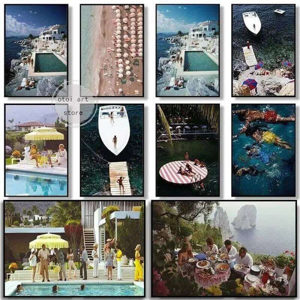 Retro Artworks Slim Aarons Luxury Beach Life Canvas Wall Art Home Decor Picture Poster 26Y0119