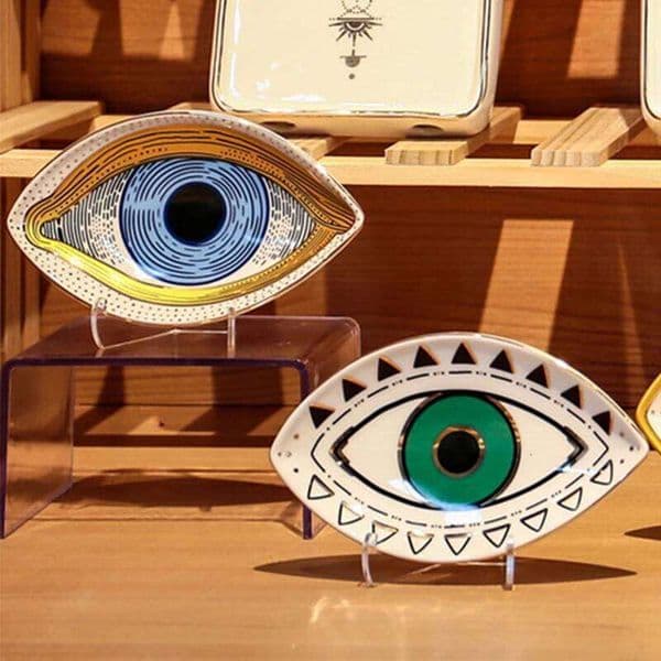 Ceramic Jewelry Tray Trinket Rings Earrings Necklaces Dish Evil Eye Decorative Plate Bowl Home Decor 26Y0119