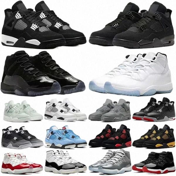 Designer shoes j4 Basketball Shoes For Men Women 4s Sneakers Black Cats White Thunder Military Blue Bred Cool Grey Mens Outdoor Sports Trainers shoes