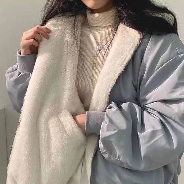 Lucyever TwoSided Wear Fleece Warm Jacket Women Autumn Winter Zipper Hooded Parkas Coat Female Loose Thick Thermal Outwear 260114