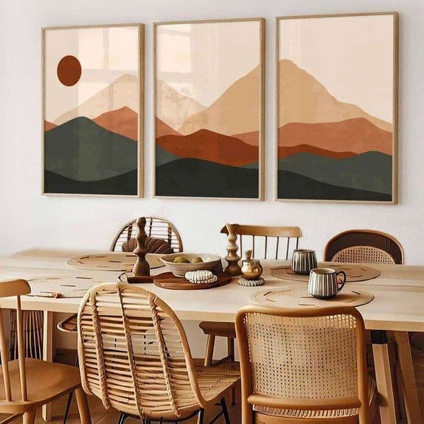 Set of 3 Abstract Boho Mountain Poster Canvas Print Painting Wall Art Bedroom Study Studio Living Room Home Decor 26Y0119