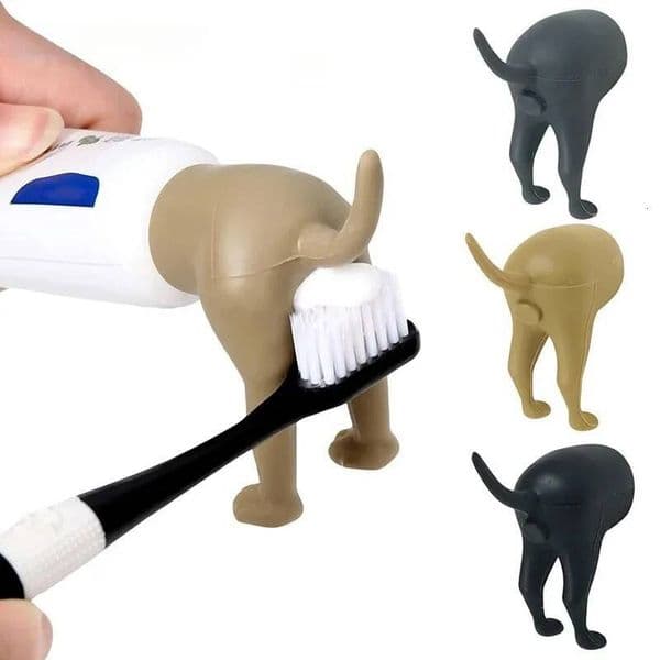 Update Pooping Dog Butt Squeezers Funny Cap Dispenser Bathroom Accessories Toothpaste Covers Topper