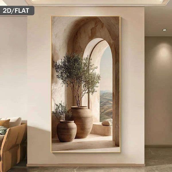 Extra Large Canvas Painting Olive Tree Archway Frameless Living Room, Bedroom, Office Wall Art Poster Print Home Decor 26Y0119