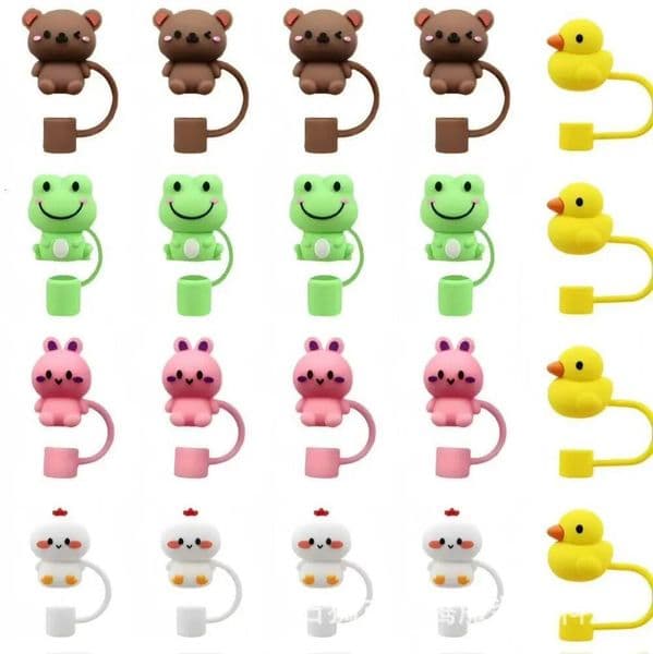 Update Cover For Stanley Cup Silicone Topper 10Mm Bow Animal Tips 3D Dust-Proof Straw Cap Drinking Reusable