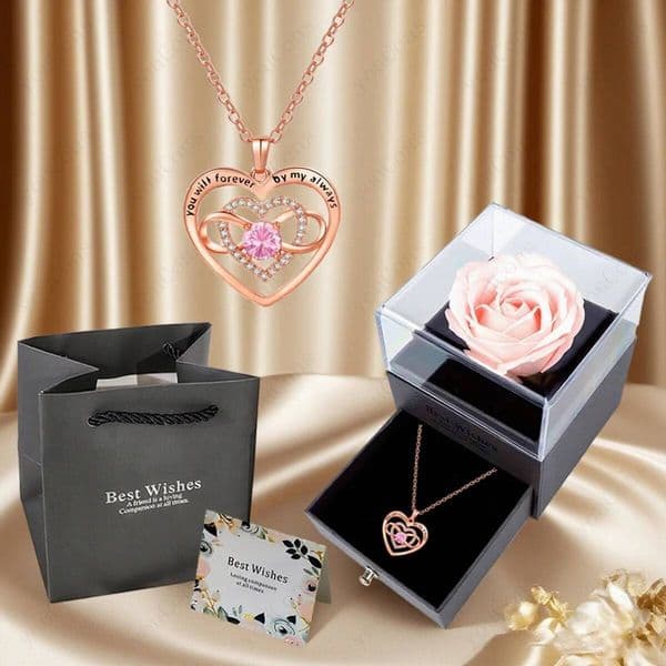 Valentine's Day Heart Zircon Pendant Necklace With Rose Box 2025 New Jewelry Set For Girlfriend Christmas Anniversary Valentine Birthday Gift ddmytues