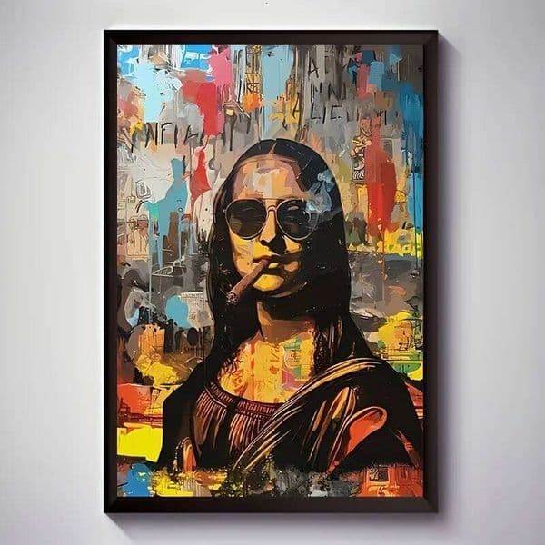 Interesting Mona Lisa Creative Watercolor Canvas Painting Graffiti Funny Posters Wall Art Picture Living Room Home Decor Gifts 26Y0118