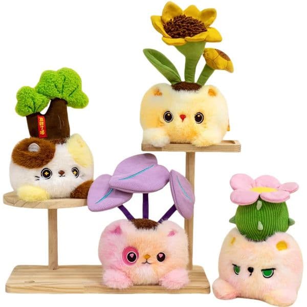 Soft Plush Plants Cat Shaped Potted Plant Sunflwer Cactus Taro Rich Money Tree Toy Table Decor Gifts Office Girl Present 260119BY