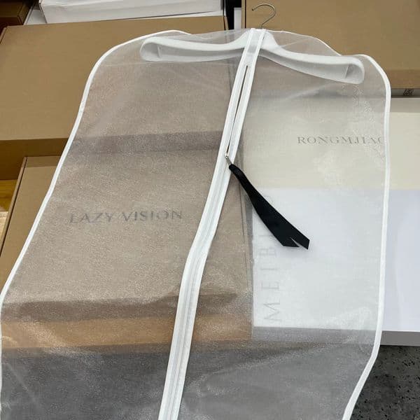 Luxury Premium Organza Breathable Garment Dust Covers Pearl White Water-Glossy Fabric Storage Bags Specialized For Mink/Fur Coats Lightweight 60*90/110/130 cm