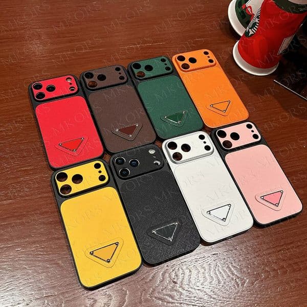 Unisex Luxury Tri-angle Mobile Phone Case for iphone 17 Pro Max Air 16 Plus 15 14 13 13promax Classic Leather Protection TPU Bumper Anti-knock Shell iPhone15 14pro Cover