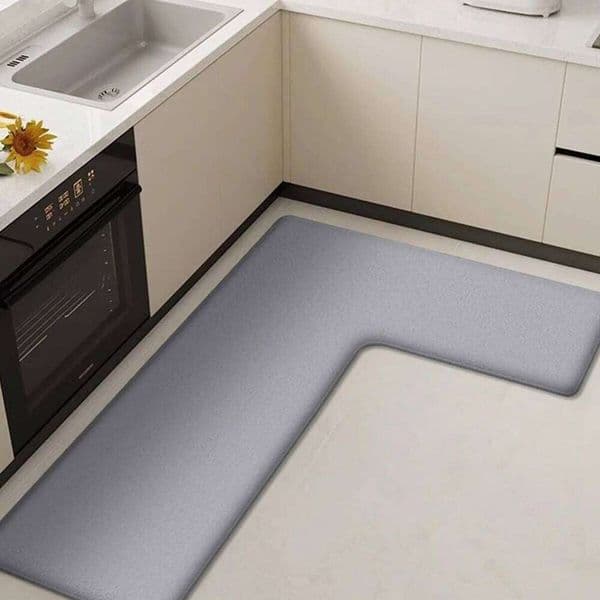 Thickened kitchen L-shaped absorbent floor household flannel non-slip anti-fall dirt-resistant oil-absorbing foot mat X260120