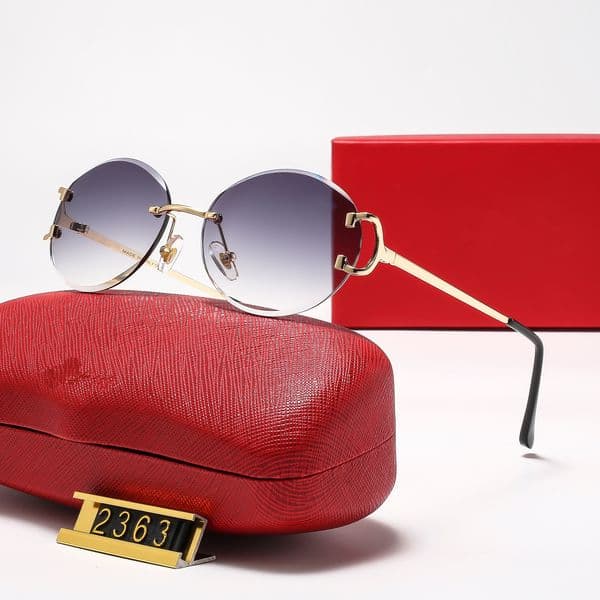 Designer fashion rimless metal sunglasses woman oval cat-eye sunglasses men outdoor safety goggles fashionable and personalized decorative sunglasses