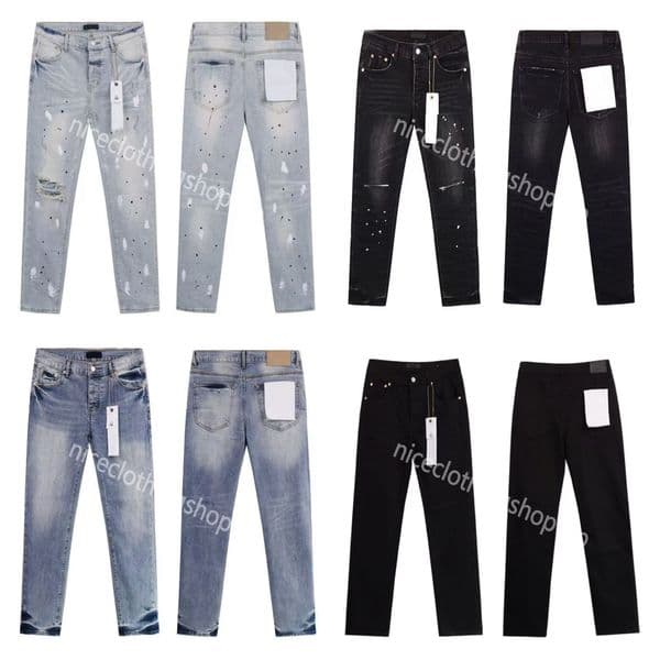 Jeans Mens Trousers Purples Jeans Denim Designer Jeans Men Black Pants High-End Quality Straight Retro Ripped Biker Jean Slim Fit Motorcycle Clothing 28-38