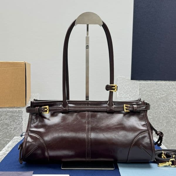 Top Quality 10A Bonnie Medium Leather Handbag Luxury Designer Soft Genuine Leather Shoulder Bag Print Nylon Lining Clutch Bag Zipper Closure Handbag Purse